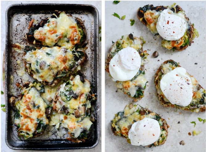 Broiled Fontina Toasts with Roasted Garlic and Poached Eggs I howsweeteats.com Broiled Fontina Toasts with Roasted Garlic and Poached Eggs I howsweeteats.com