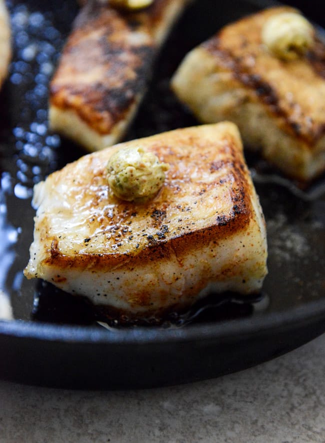 Crisp Skillet Sea Bass with Pistachio Butter I howsweeteats.com Crisp Skillet Sea Bass with Pistachio Butter I howsweeteats.com