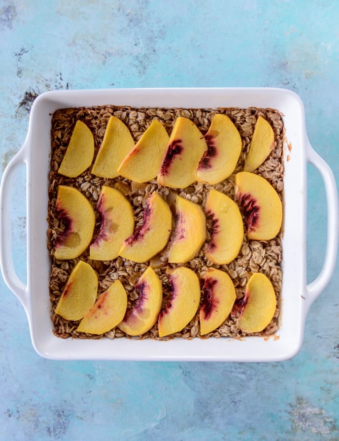 baked peaches and cream oatmeal I howsweeteats.com