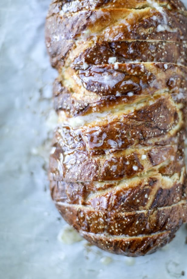 beer cheese soft pretzel garlic bread I howsweeteats.com