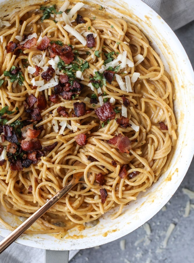 butternut squash spaghetti carbonara I howsweeteats.com