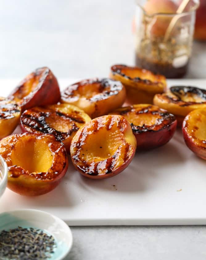 grilled peaches with lavender honey whipped ricotta I howsweeteats.com
