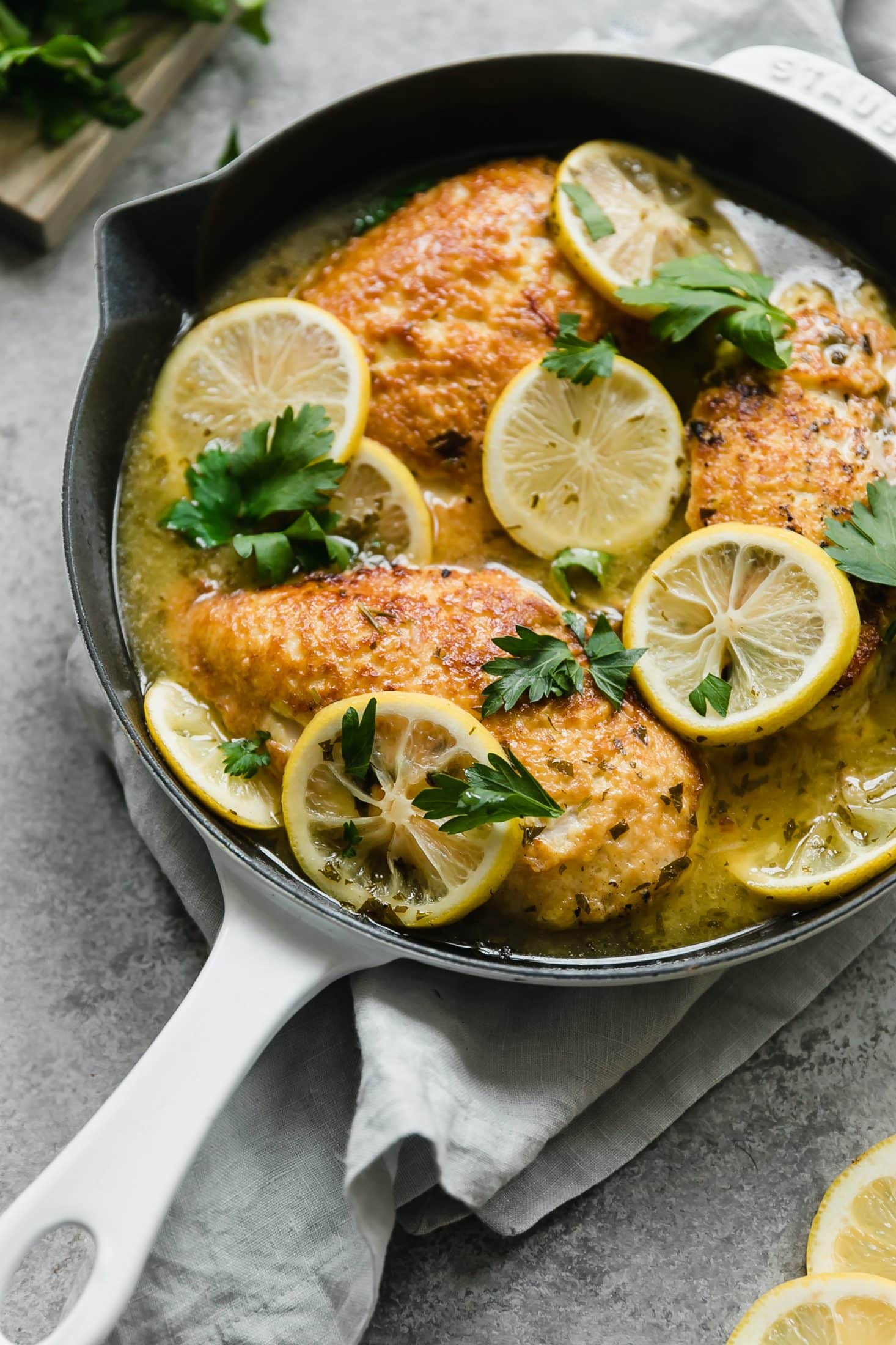 chicken romano with lemon butter sauce I howsweeteats.com #chicken #romano #pasta