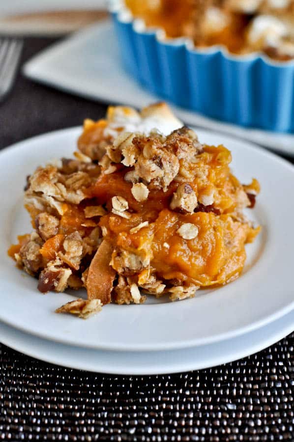 Lightened-Up Sweet Potato Casserole I howsweeteats.com
