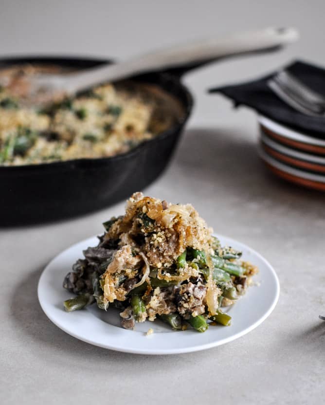 Lightened Up Fresh Green Bean Casserole I howsweeteats.com