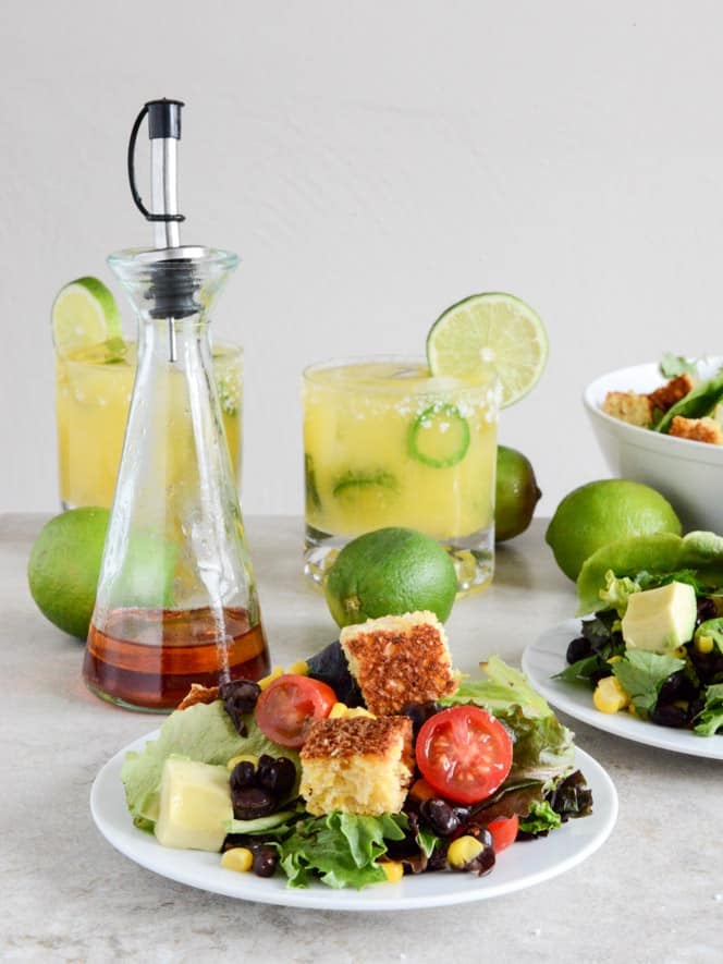 Black Bean + Cornbread Panzanella Salad I howsweeteats.com