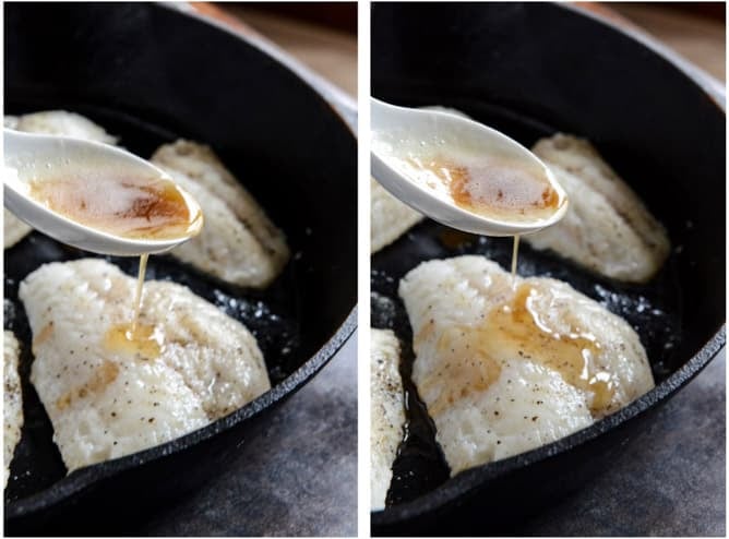 Brown Butter Tilapia with Toasted Basil Butter Breadcrumbs I howsweeteats.com