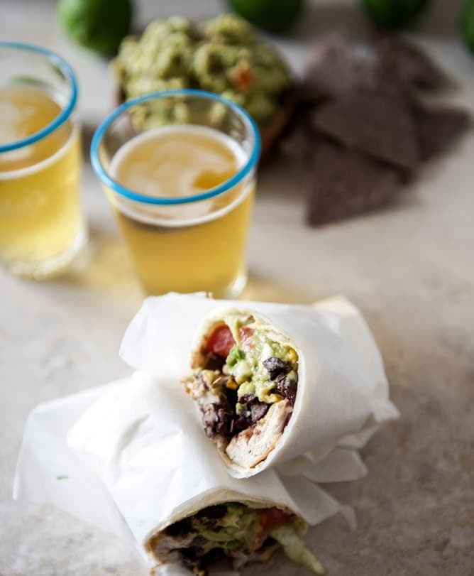 Tequila Lime Chicken and Black Bean Burritos I howsweeteats.com