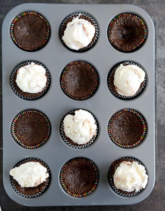 Fudge Brownie and Coconut Ice Cream Cupcakes I howsweeteats.com