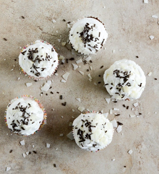 Fudge Brownie and Coconut Ice Cream Cupcakes I howsweeteats.com