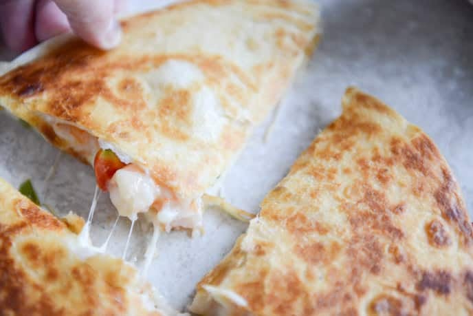 Chipotle Beer Shrimp Quesadillas with Spicy Guac I howsweeteats.com