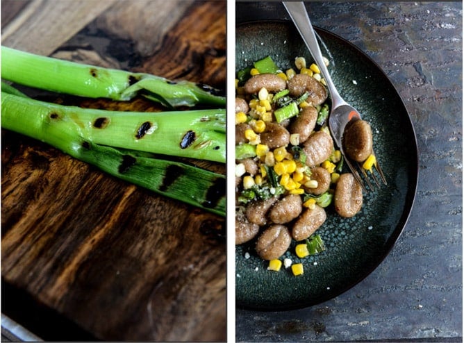 Pan Toasted Brown Butter Gnocchi with Sweet Corn + Grilled Scallions I howsweeteats.com
