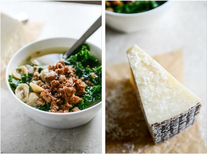 Spicy Sausage, Kale and Whole Wheat Orecchiette Soup I howsweeteats.com