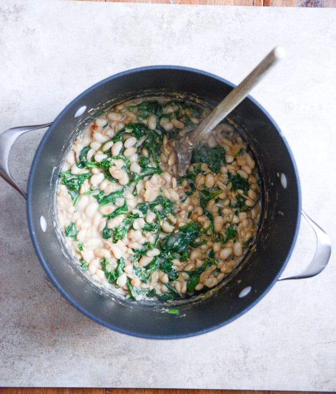 Spicy Greens and Creamy Parmesan Bean Stew I howsweeteats.com