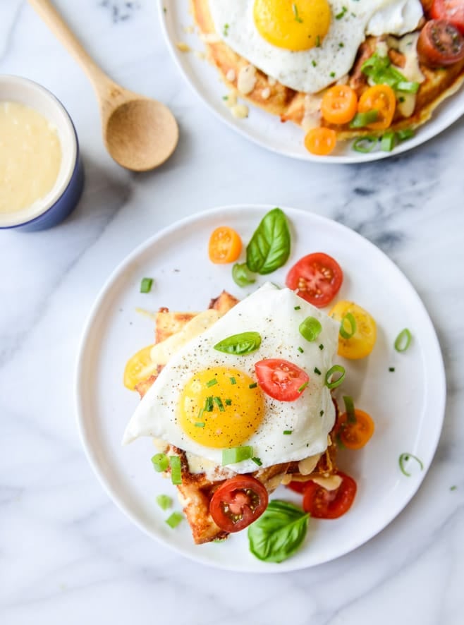cheddar cornbread waffles I howsweeteats.com