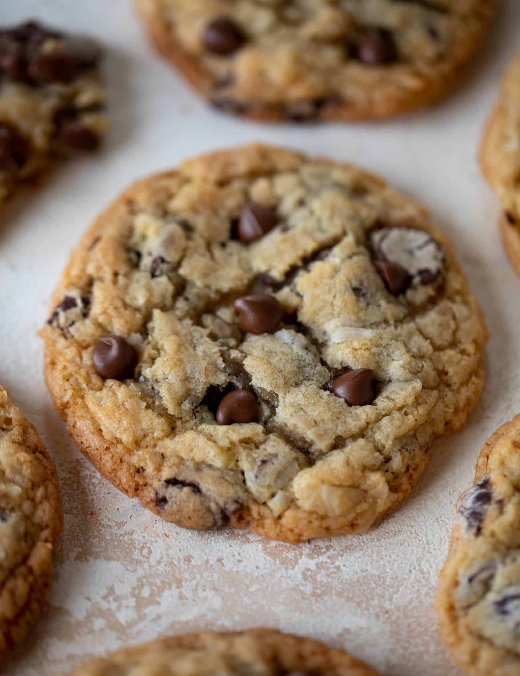 Royal cookies are filled with chocolate chips, shredded coconut and macadamia nuts. These are the perfect copycat to the Nordstrom royal cookie! 