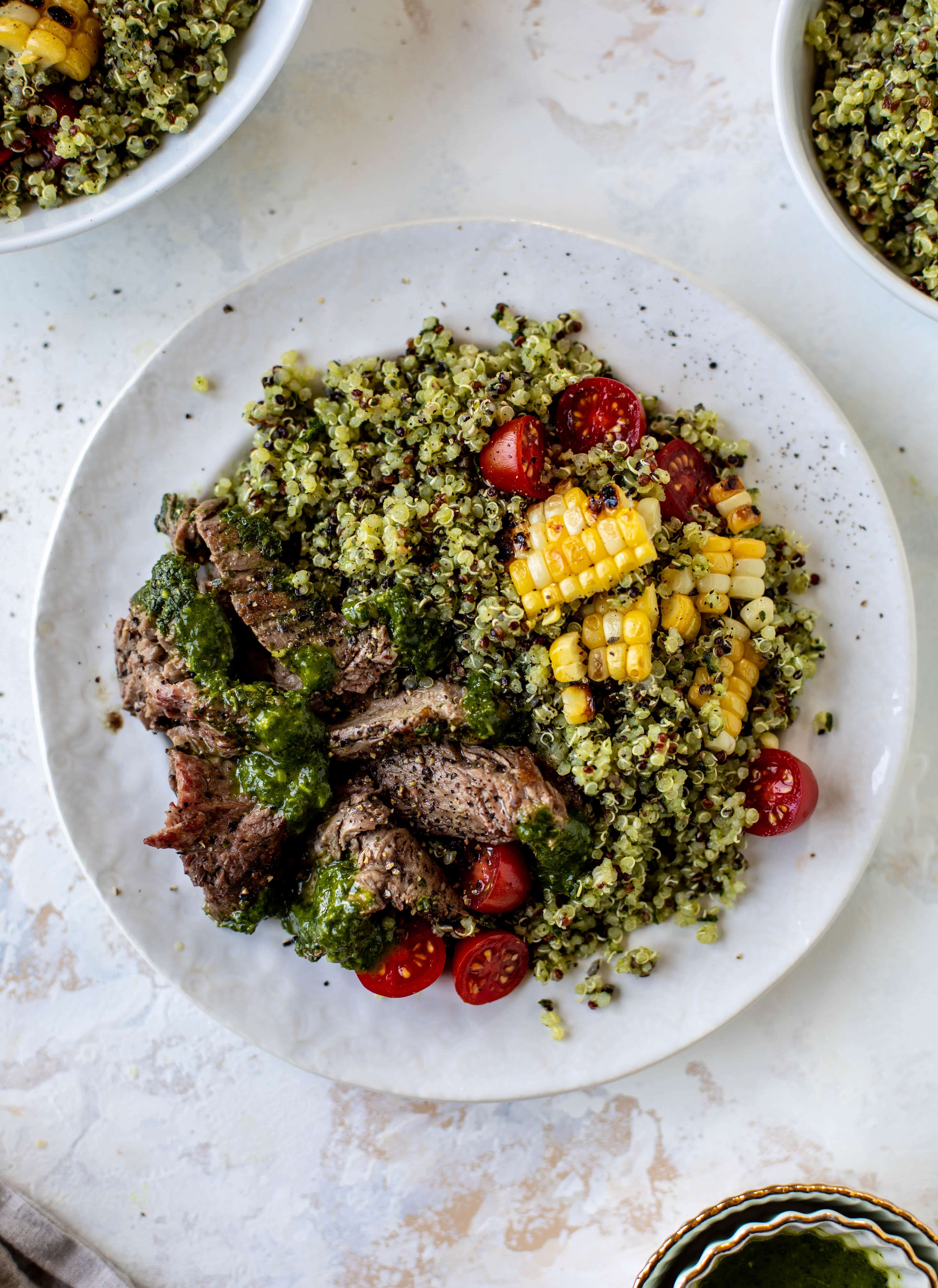 chimichurri quinoa with flank steak