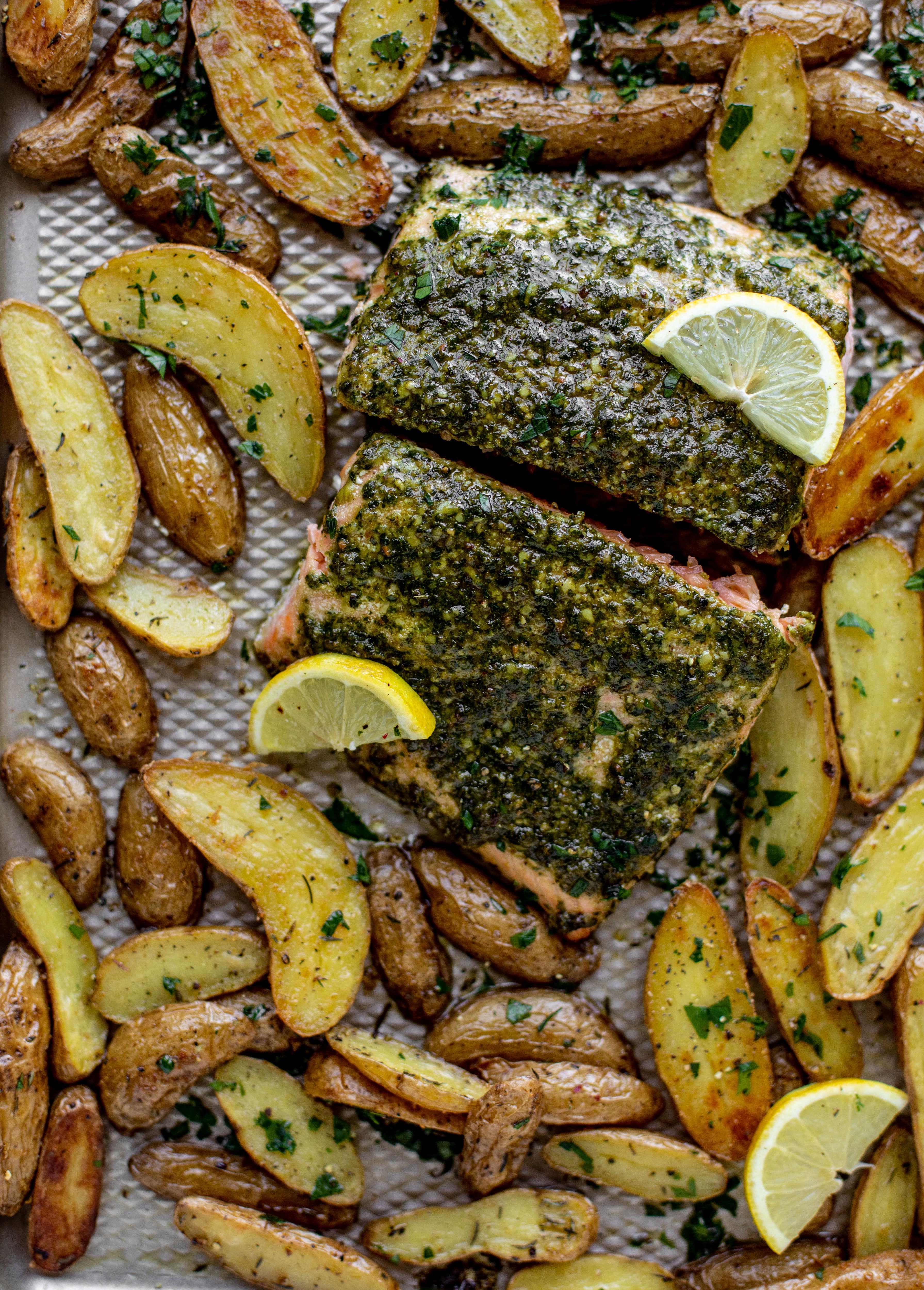 sheet pan pesto salmon and 23 recipes for lent