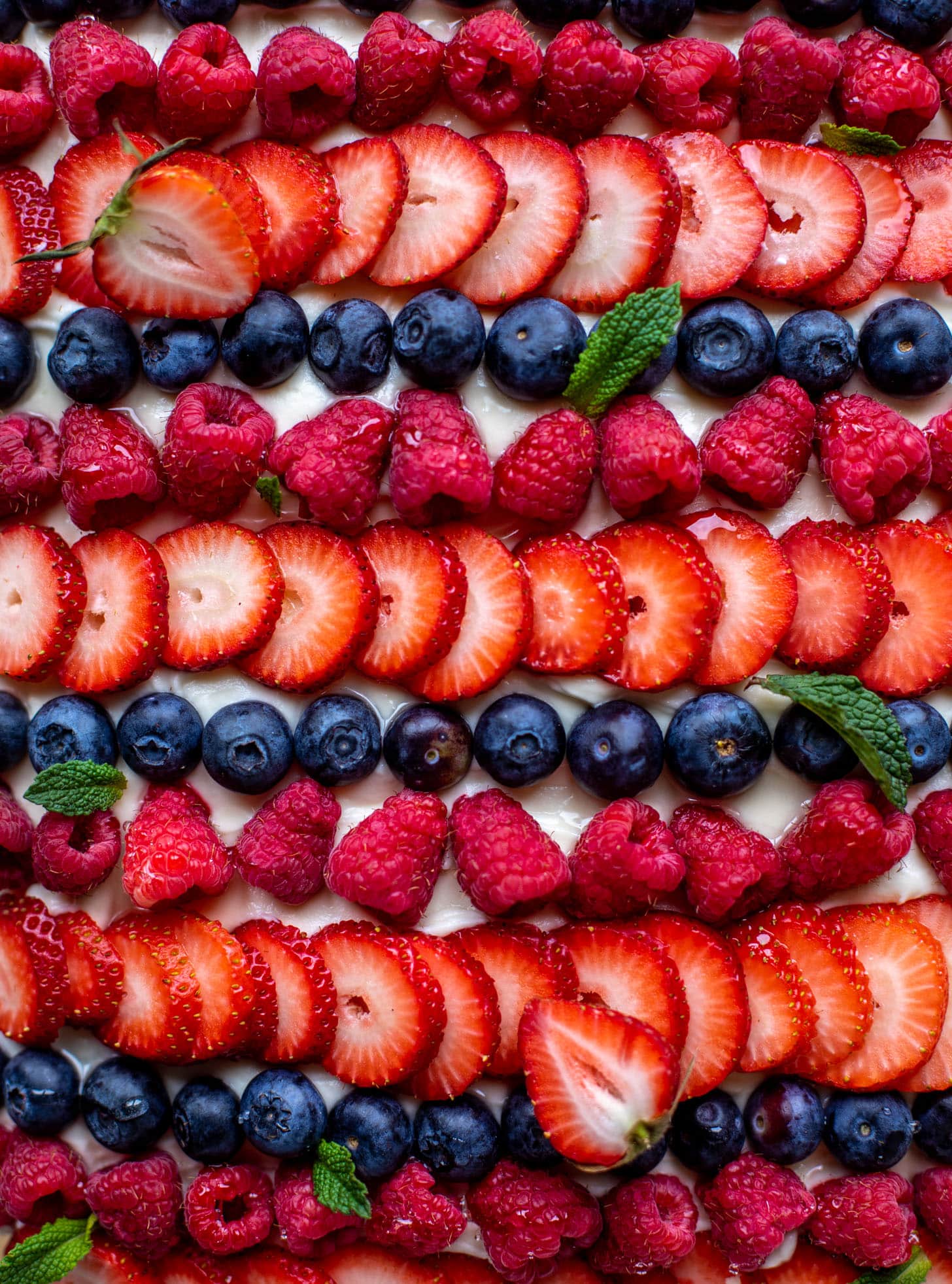 triple berry sheet cake with cream cheese frosting