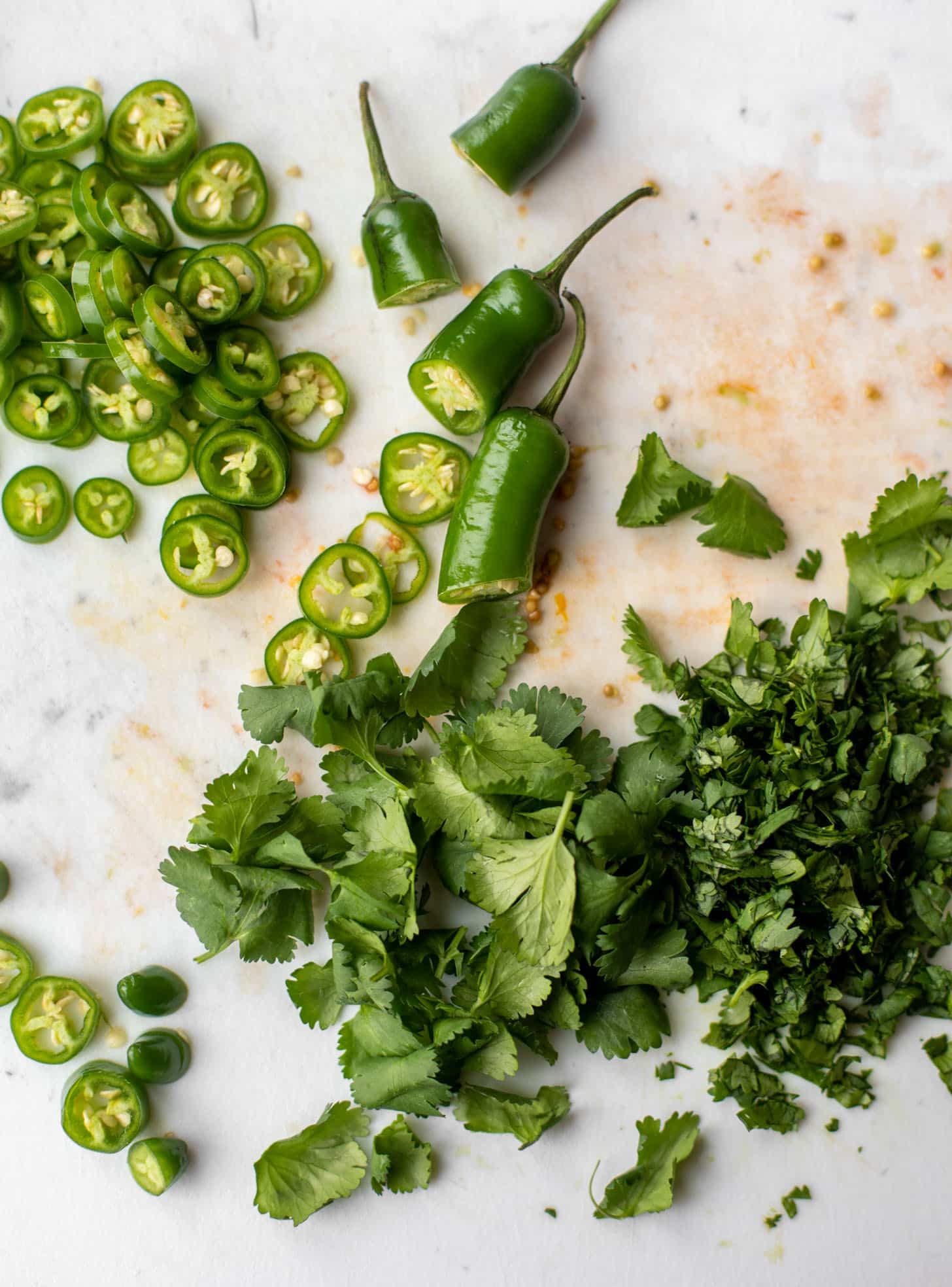 cilantro, peppers