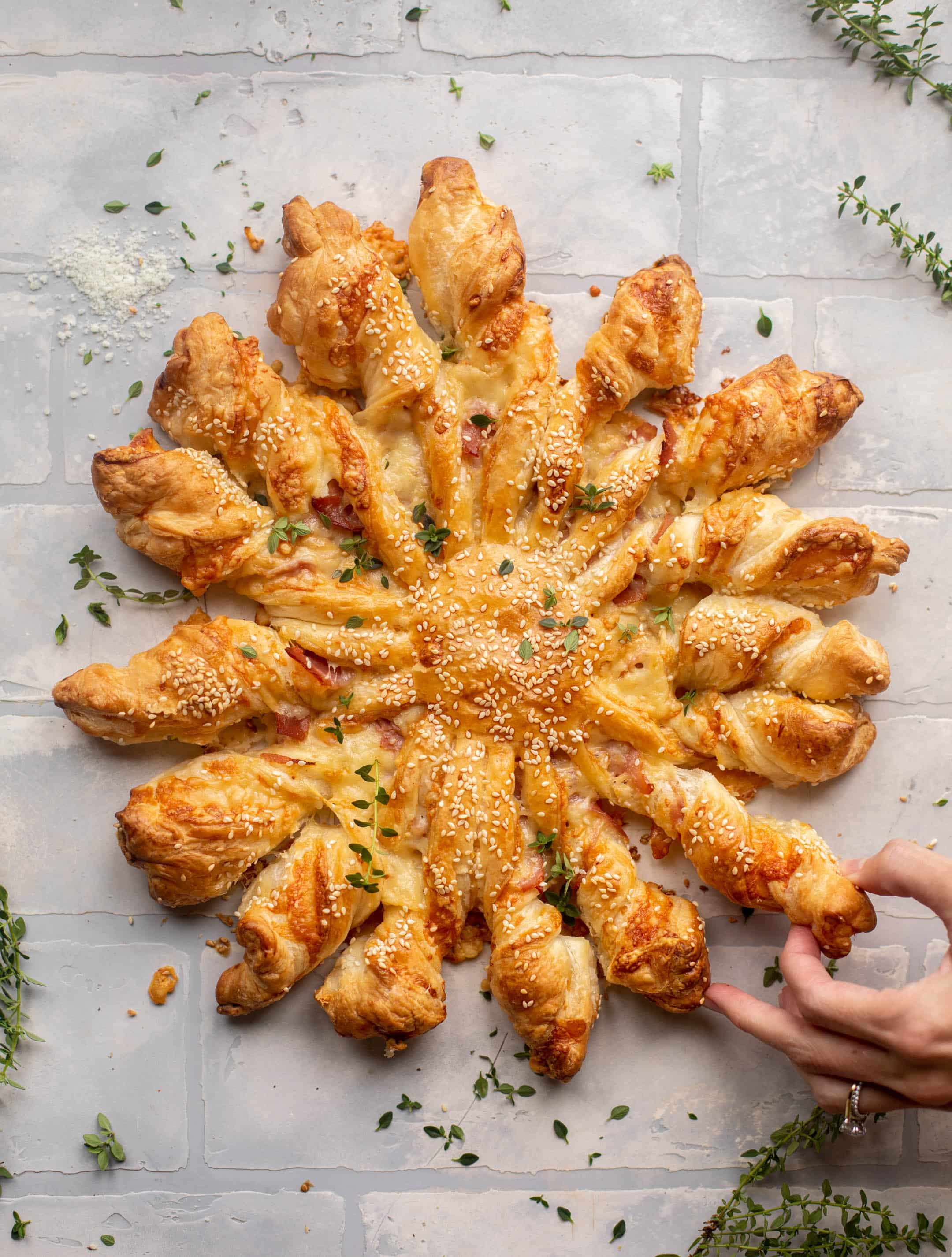 ham and swiss puff pastry twists