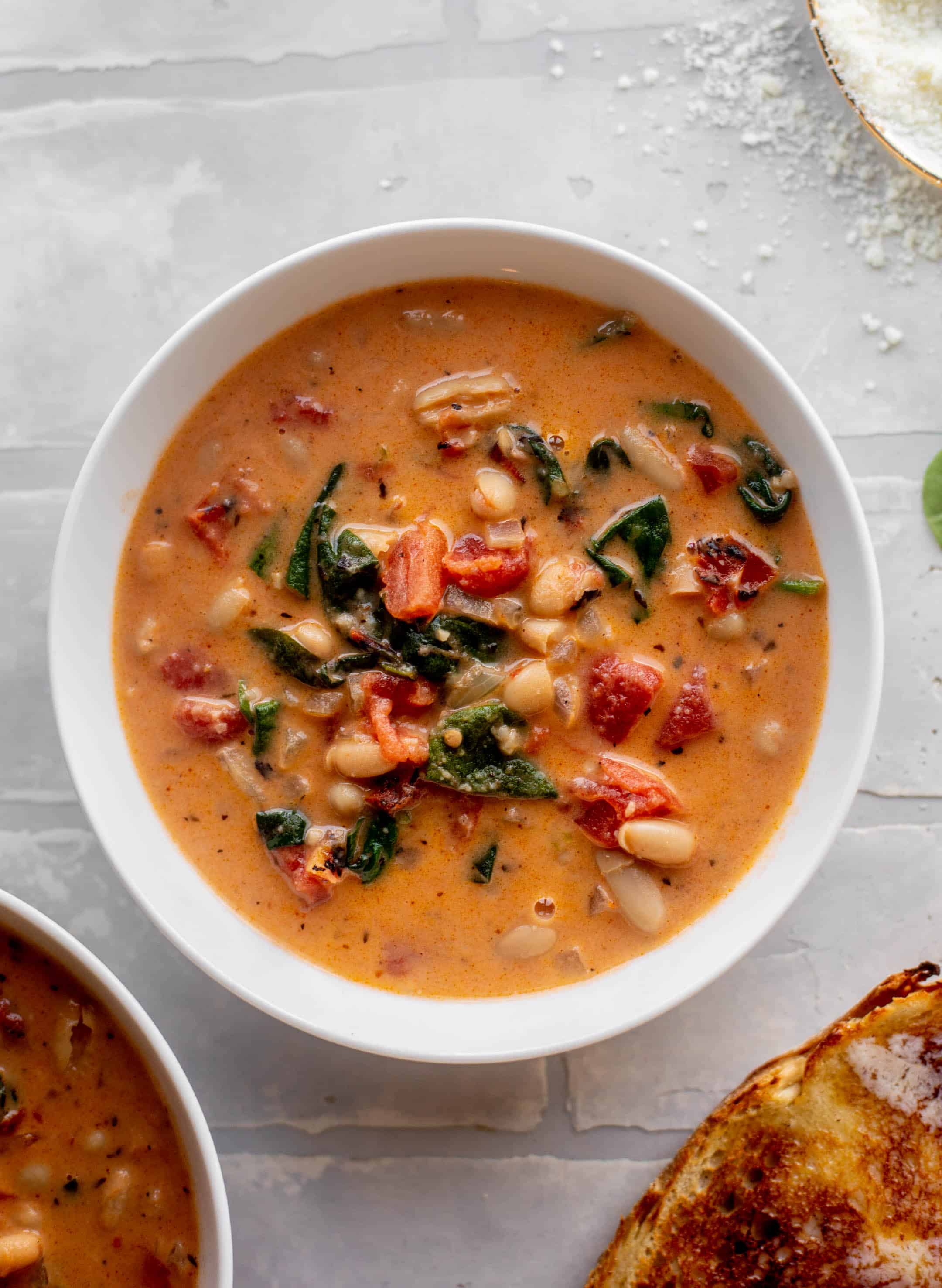 fire roasted white bean spinach soup