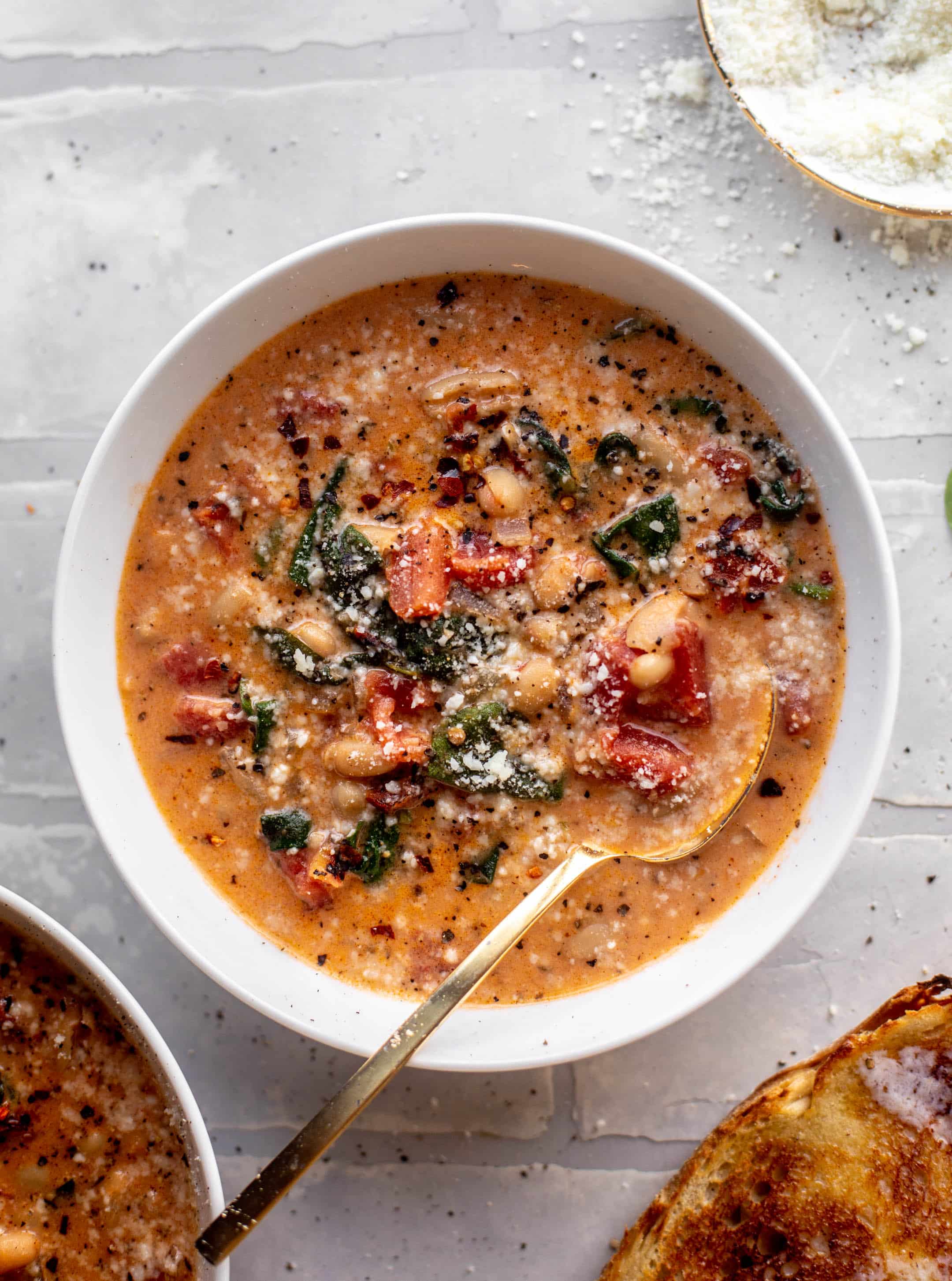 fire roasted white bean spinach soup