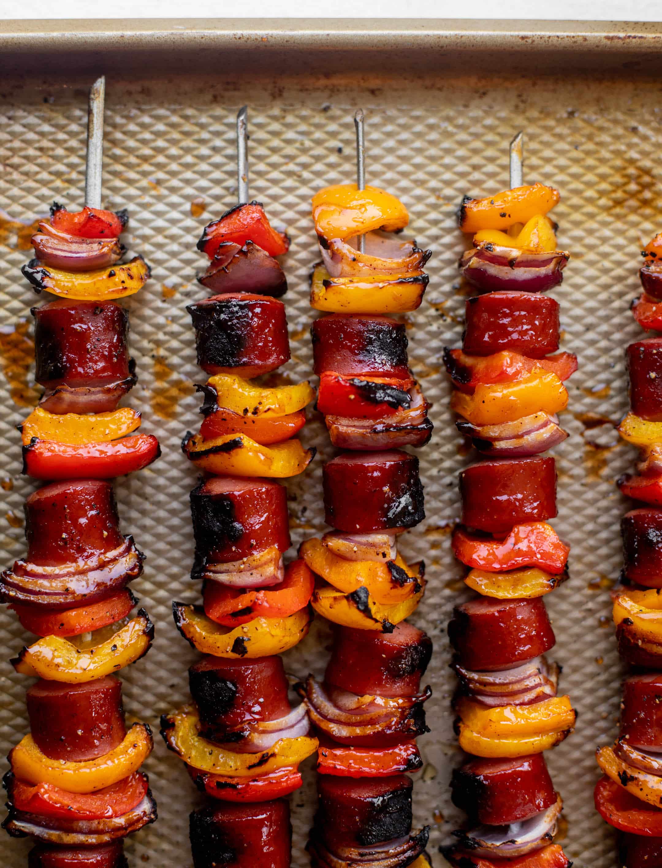 hot honey BBQ smoked sausage and peppers