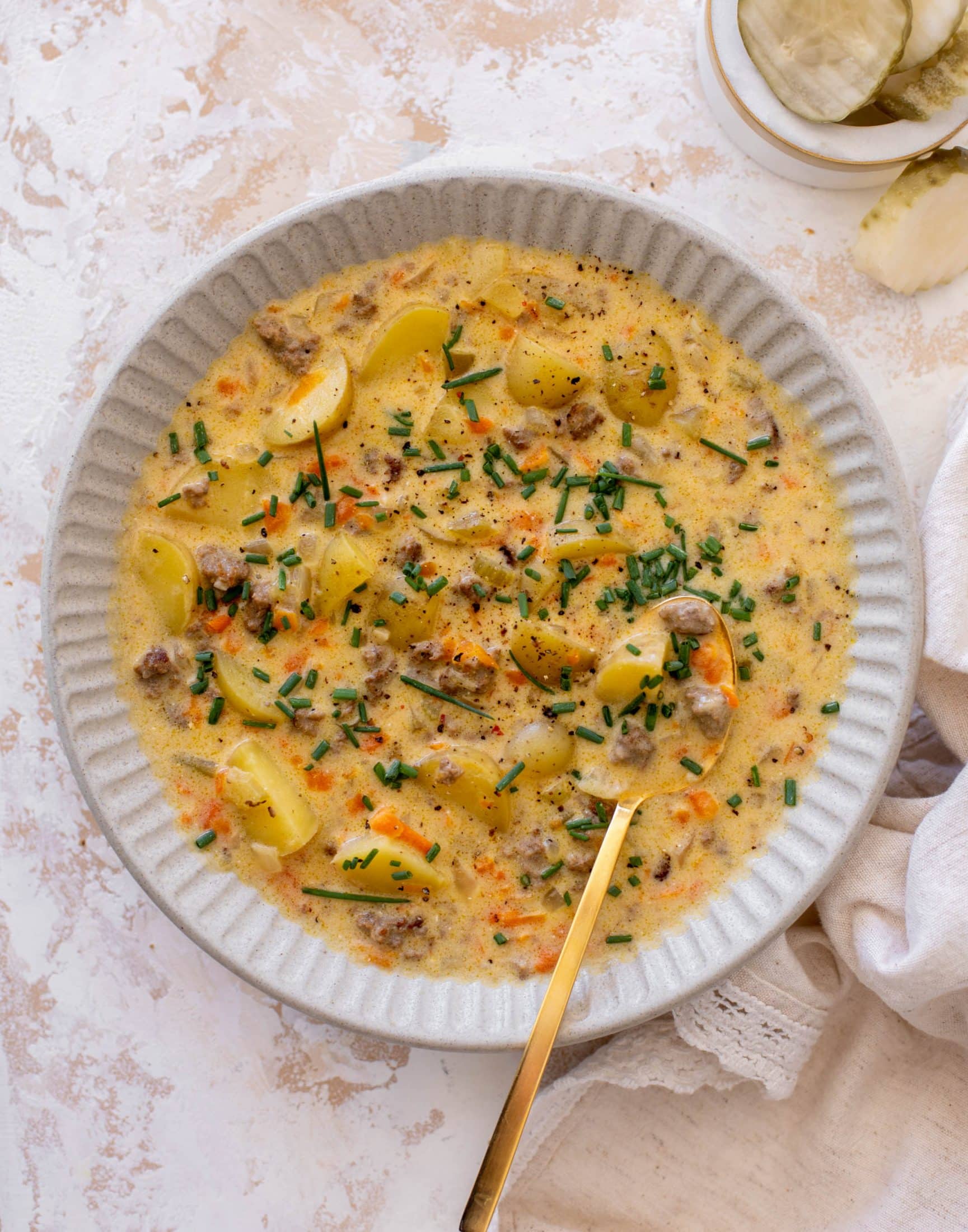 our favorite cheeseburger soup