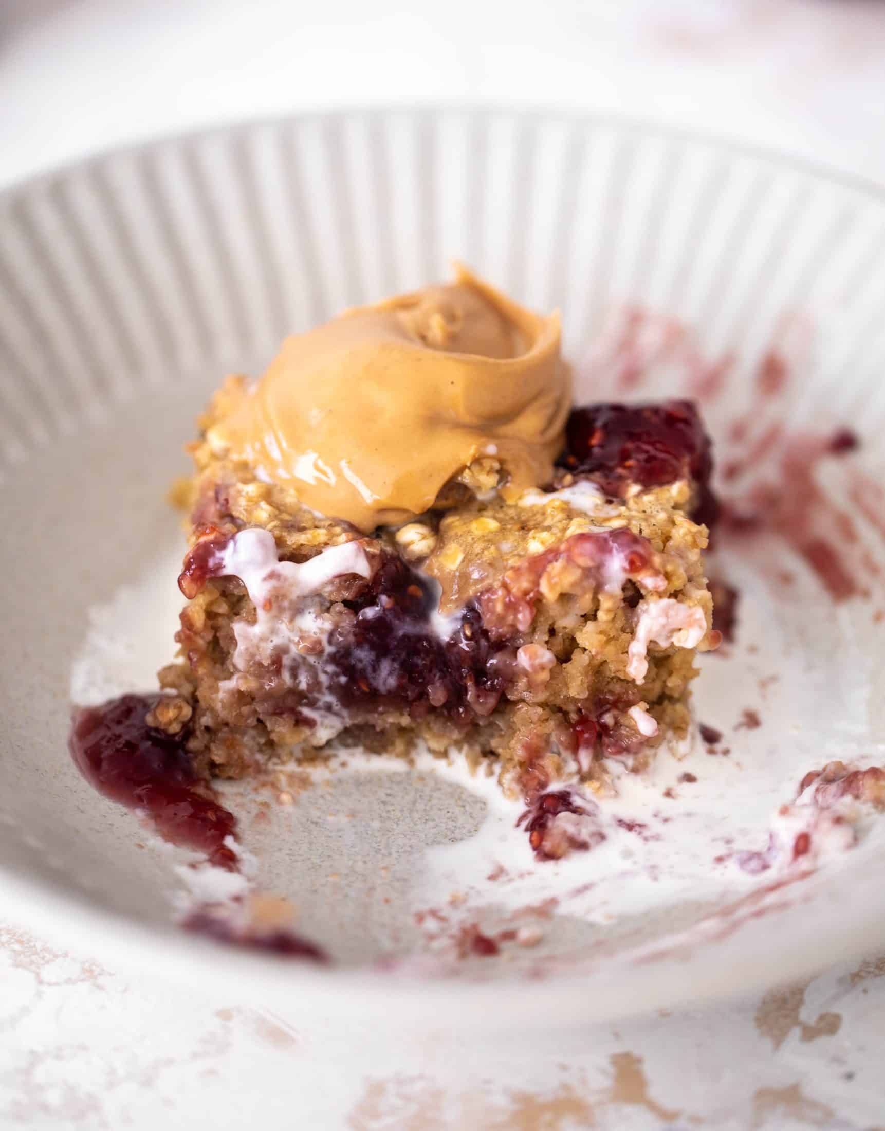 peanut butter and jelly baked oatmeal