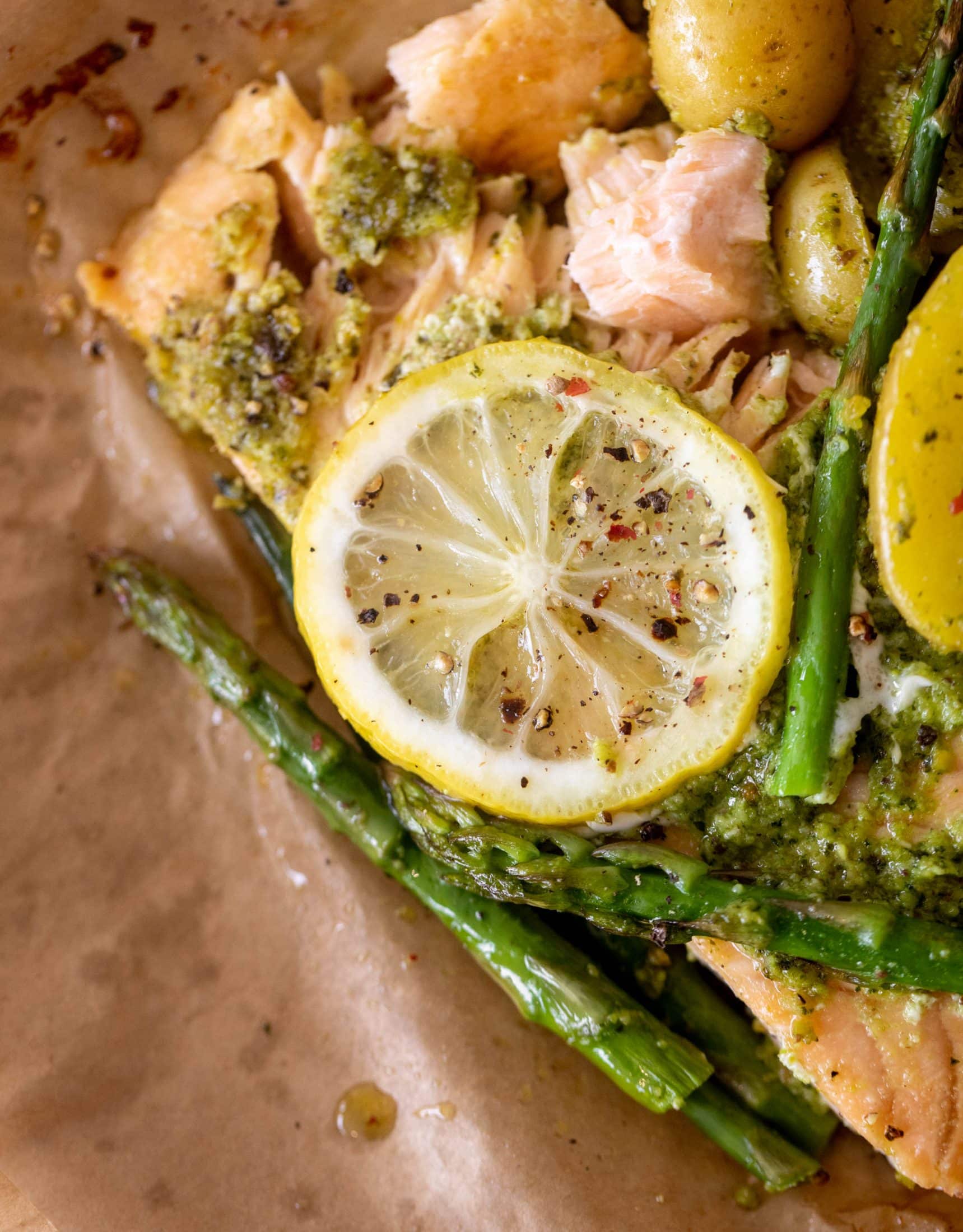 salmon and potato parchment packets