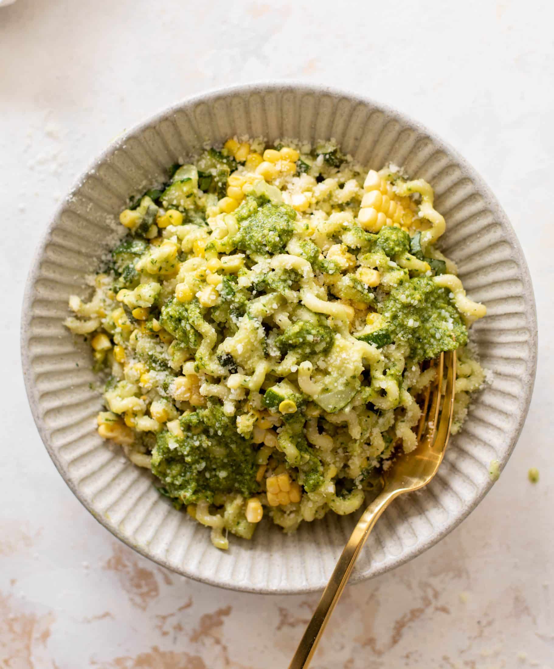 creamy corn zucchini pasta