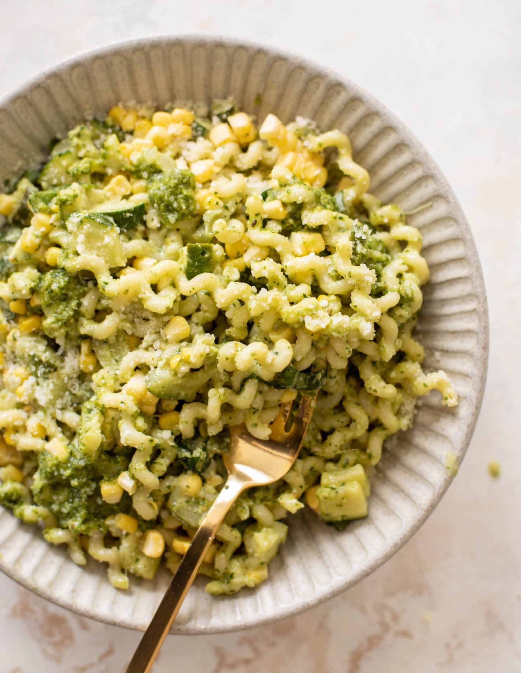 creamy corn zucchini pasta