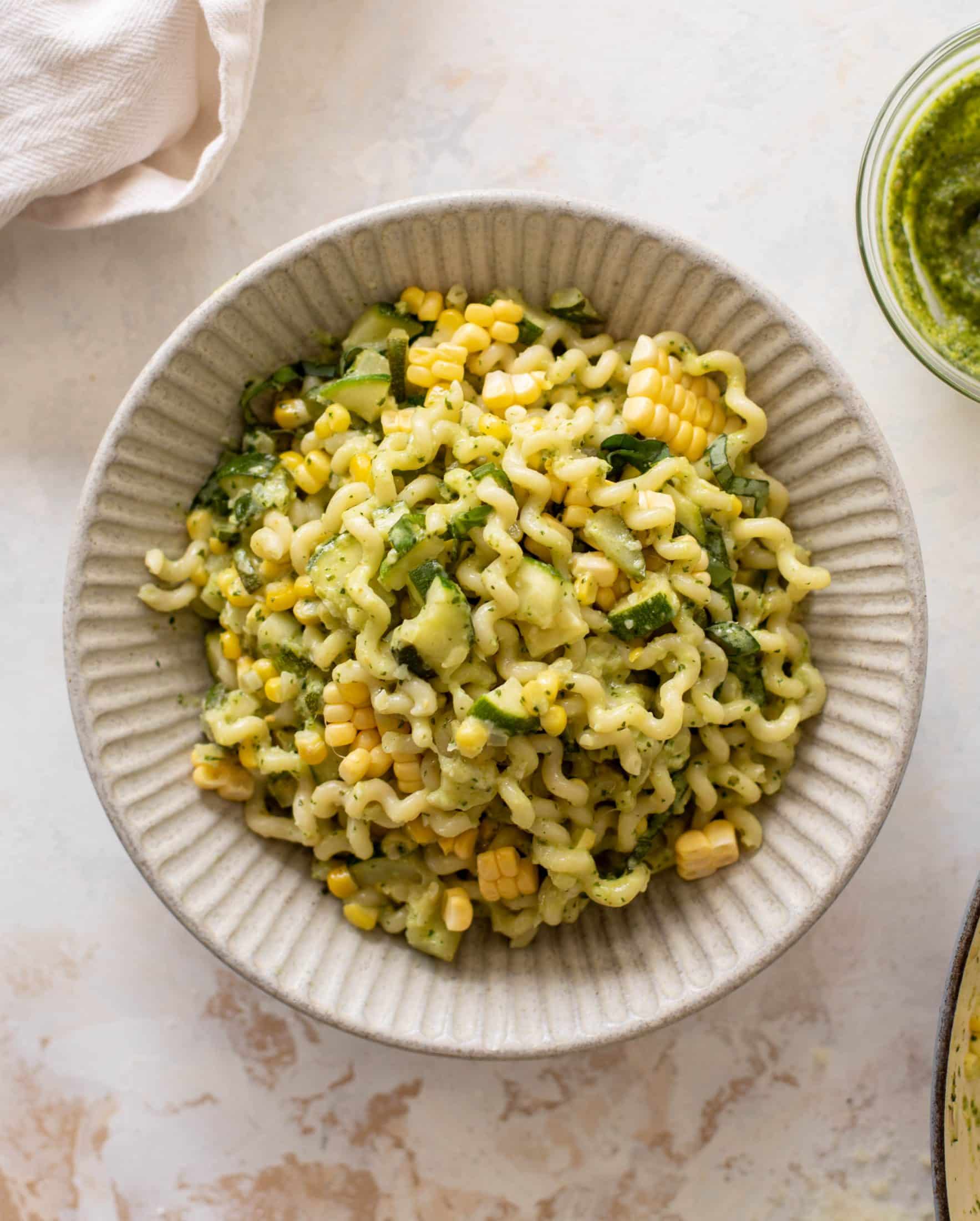 creamy corn zucchini pasta