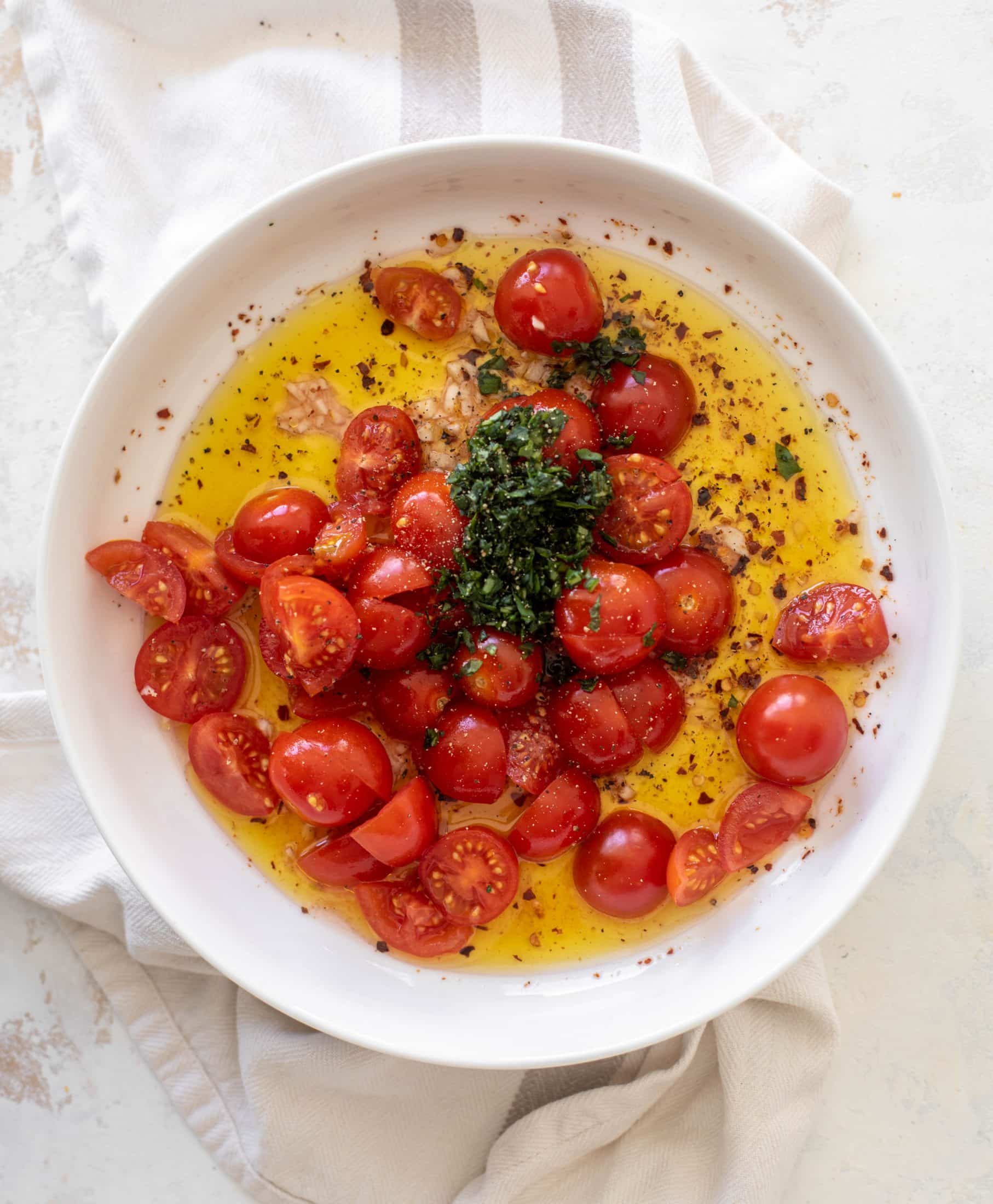 grilled steak with spicy marinated tomatoes